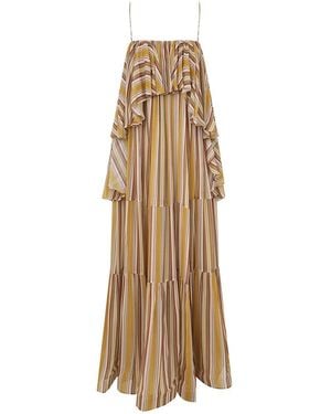 Zimmermann Rebellion Ruffled Striped Maxi Dress - Natural
