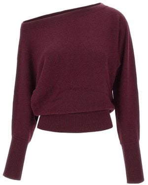 Marella Gola Asymmetric Knitted Sweater - Red