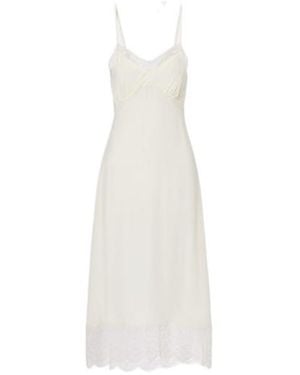 Simone Rocha Lace-Trimmed Crepe De Chine Slip Dress - White