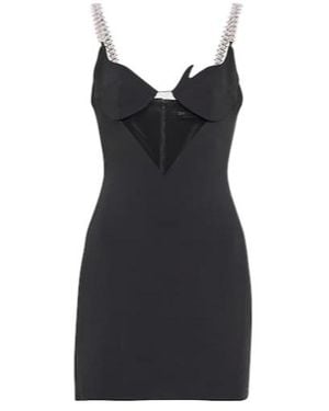 David Koma Mesh-Panel Embellished Minidress - Black