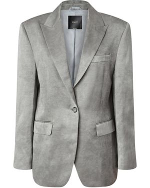 Pinko For You Single-Breasted Slub Satin Blazer - Grey