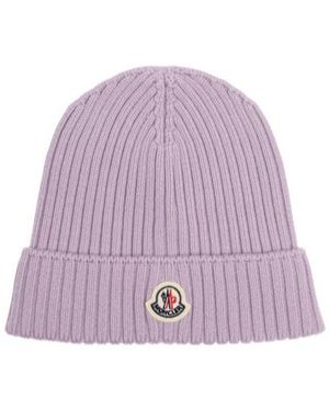 Moncler Logo Beanie - Purple