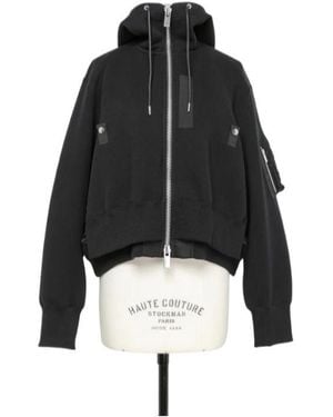 Sacai Sponge Sweat X Nylon Twill Hoodie - Black