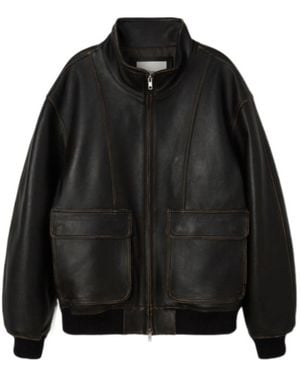 DUNST Long-Sleeved Leather Jacket - Black