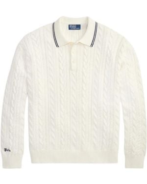 Polo Ralph Lauren Cable-Knit Polo Jumper - White