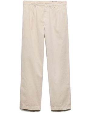 Prada Regular Cotton Trousers - Natural