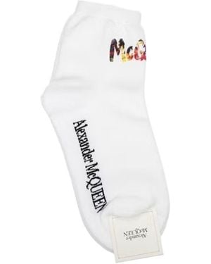 McQueen Logo Socks - White
