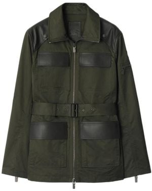 Burberry Leather Trim Nylon Blend Field Jacket - Green