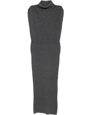 Twinset Roll-Neck Sleeveless Midi Dress - Gray