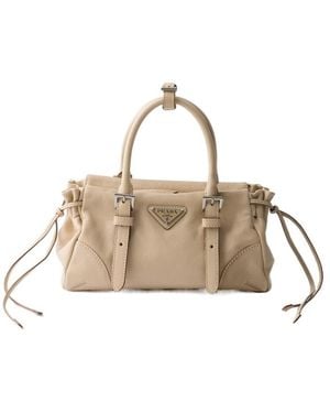 Prada Karin Small Leather Bag - Natural