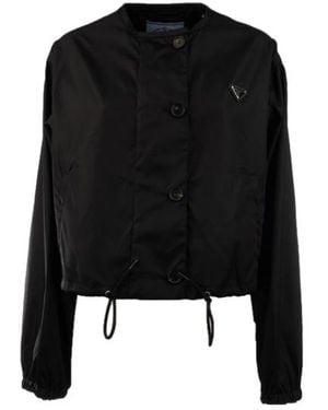 Prada Re-Nylon Logo-Plaque Jacket - Black