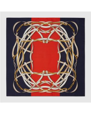 Gucci Stirrup Printed Silk Square - Red