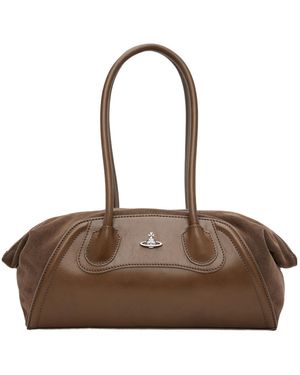 Vivienne Westwood Small Shirley Orb-Plaque Panelled Tote Bag - Brown
