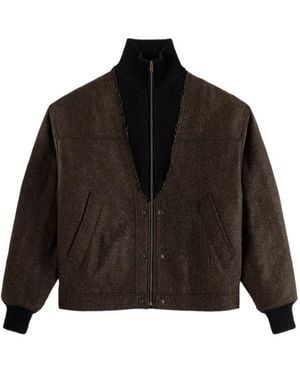 Maison Margiela Herringbone Wool Zip Jacket - Black