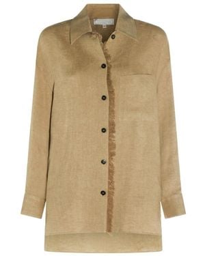 Antonelli Frayed Trim Longline Shirt - Natural