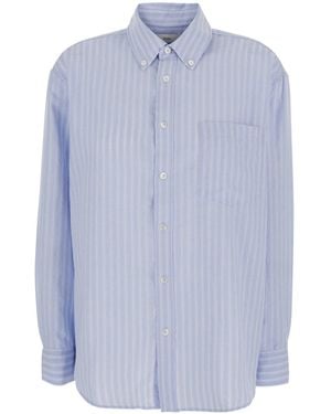 DUNST Classic Striped Oversized Shirt - Blue