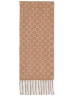 Gucci Gg Wool Cashmere Scarf - Natural