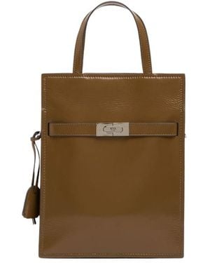 Tory Burch Double Top Handle Shoulder Bag - Brown