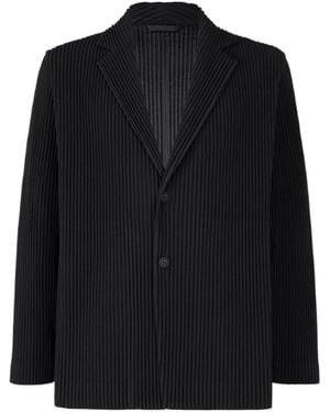 Homme Plissé Issey Miyake Long-Sleeve Single-Breasted Jacket - Black