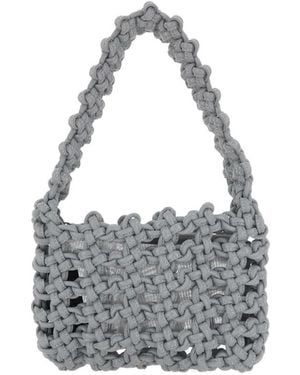 Kara Cut-Out Detailed Knotted Shoulder Bag - Grey