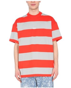 MSGM Embroidered Logo Striped T-Shirt