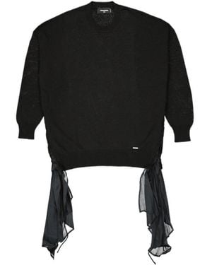 DSquared² Lace-Up Draped-Insert Jumper - Black