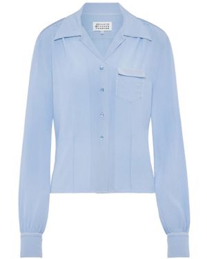 Maison Margiela Long-Sleeved Satin Shirt - Blue