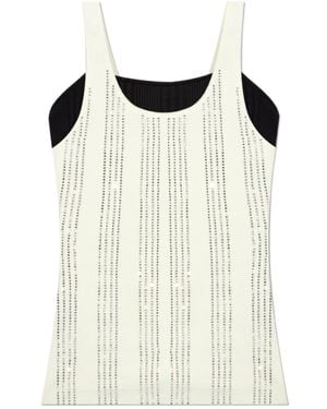 The Attico The Embellished Double Layered Ribbed Top - Natural