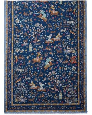 Drake's Patterned Scarf - Blue