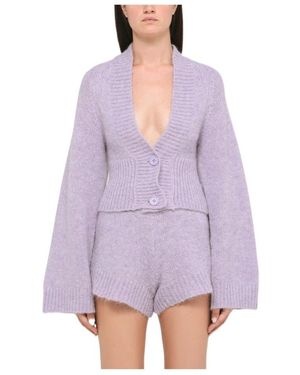 ROTATE BIRGER CHRISTENSEN Long-Sleeved Knitted Cardigan - Purple