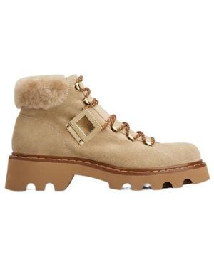 Roger Vivier Viv' Rangers Suede Truck Boots - Natural