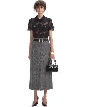 Self-Portrait Embellished Lace Top - Black