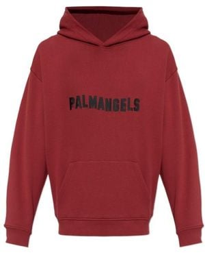 Palm Angels Logo Printed Hoodie - Red