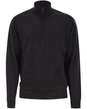John Smedley Barrow Half-Zip Jumper - Blue