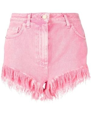 Elisabetta Franchi Frayed Denim Mini Shorts - Pink