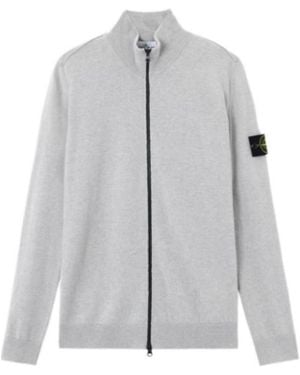Stone Island Logo Patch Zipped Jumper - Grey