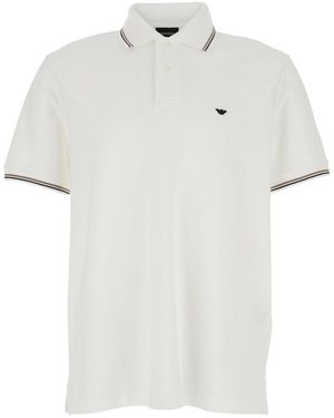 Emporio Armani Button Detailed Short-Sleeved Polo Shirt - White