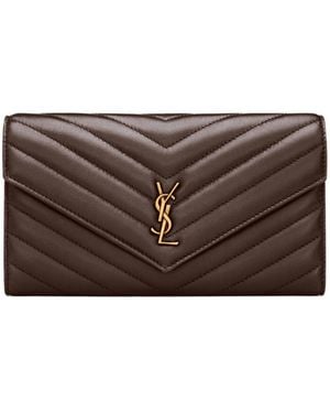 Saint Laurent Cassandre Large Flap Wallet - Brown