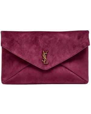 Saint Laurent Suede Wallet - Purple