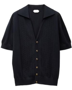 Versace V-Neck Knitted Polo Shirt - Black