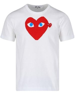 COMME DES GARÇONS PLAY Heart-Print Cotton T-Shirt - White