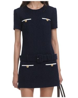Self-Portrait Belted Waist Tweed Shorts - Black