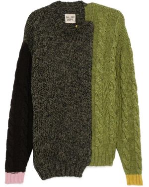 GALLERY DEPT. Cable-Knit Asymmetric Colorblock Sweater - Green