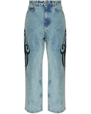 Vetements Printed Wide-Leg Jeans - Blue
