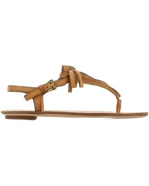 Prada Strappy Thong Flat Sandals - Brown