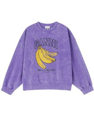Ganni Retro Washed Sweatshirt - Purple
