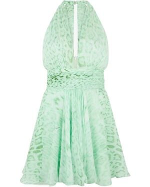 Roberto Cavalli Jaguar Print Mini Dress - Green