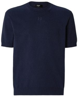 Fendi Short-Sleeve Knitted Jumper - Blue