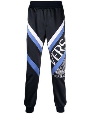 Versace Logo Embroidered Track Trousers - Blue