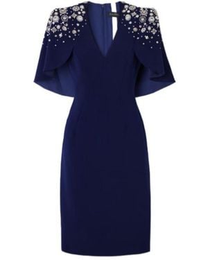 Jenny Packham Embellished Crepe Midi Dress - Blue